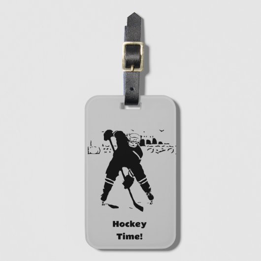 Wachten op de Puck - Hockey Player Bagagelabel (Voorkant (verticaal))