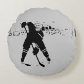Wachten op de Puck - Hockey Player Rond Kussen (Voorkant)