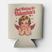 Wachten op de retro Baby Cupid liefde van Valentij Blikjeskoeler (Voorkant)