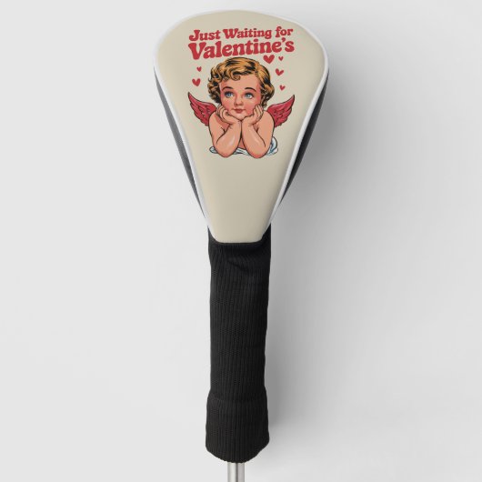 Wachten op de retro Baby Cupid liefde van Valentij Golfheadcover (Voorkant)