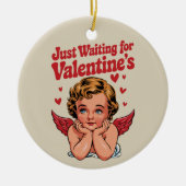 Wachten op de retro Baby Cupid liefde van Valentij Keramisch Ornament (Voorkant)