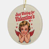 Wachten op de retro Baby Cupid liefde van Valentij Keramisch Ornament (Links)