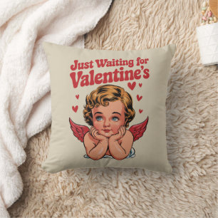 Wachten op de retro Baby Cupid liefde van Valentij Kussen