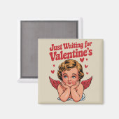 Wachten op de retro Baby Cupid liefde van Valentij Magneet (Voorkant / Achterkant)