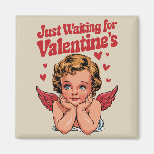 Wachten op de retro Baby Cupid liefde van Valentij Magneet (Voorkant)