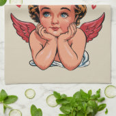 Wachten op de retro Baby Cupid liefde van Valentij Theedoek (Gevouwen)