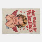 Wachten op de retro Baby Cupid liefde van Valentij Theedoek (Horizontaal)