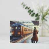 Wachten op de trein, Briefkaart (Staand voorkant)