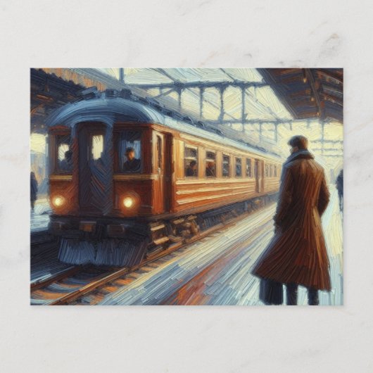Wachten op de trein, Briefkaart (Voorkant)