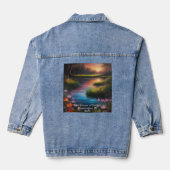 Wachten op de zonsverduistering Voeg tekst Voorjaa Denim Jacket (Achterkant)