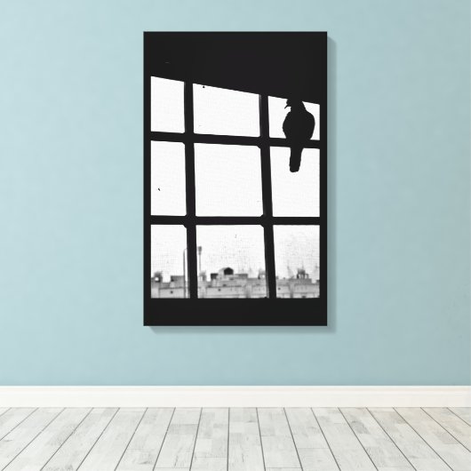 Wachten op duif canvas afdruk (Insitu (Houten vloer))