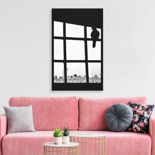 Wachten op duif canvas afdruk (Insitu (Woonkamer))