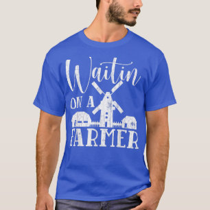 Wachten op een boer die grappige boerentractordier t-shirt