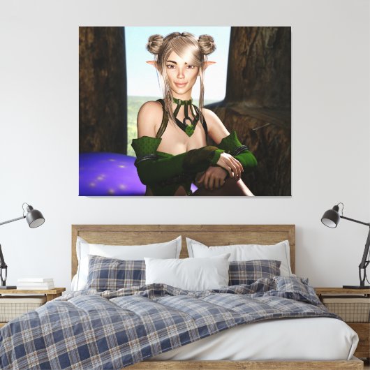Wachten op een paddenstoel canvas digitale kunst (Insitu (Slaapkamer))