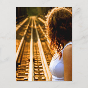 Wachten op een trein briefkaart