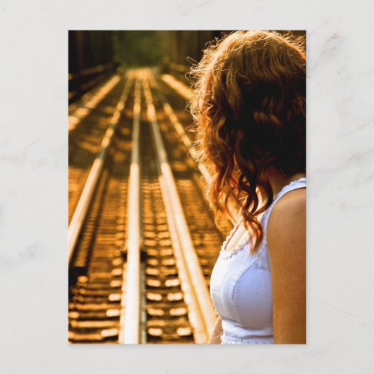 Wachten op een trein briefkaart (Voorkant)