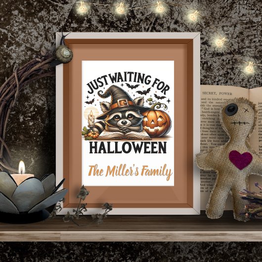 Wachten op gepersonaliseerde Halloween Raccoon Perfect Poster
