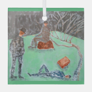 WACHTEN OP GODOT Glass Ornament