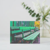 Wachten op Groene Park Benches Briefkaart (Staand voorkant)