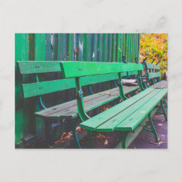 Wachten op Groene Park Benches Briefkaart