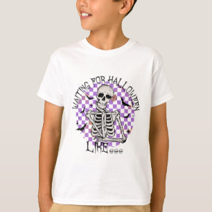 Wachten op Halloween als grappig skelet Spooky H T-shirt