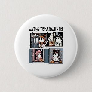 Wachten op Halloween als Schattigee Ghost Coffee H Ronde Button 5,7 Cm