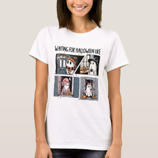 Wachten op Halloween als Schattigee Ghost Coffee H T-shirt