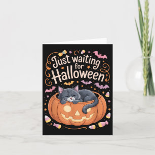 Wachten op Halloween Cat Funny Halloween Quo Kaart