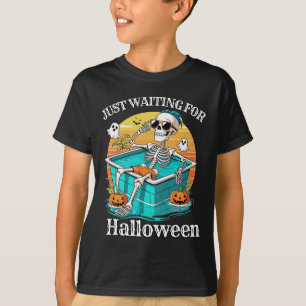 Wachten op Halloween Funny Retro Skeleton Su T-shirt