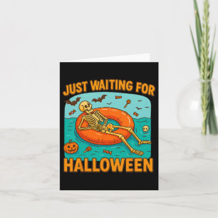 Wachten op Halloween Funny Skeleton Floating Kaart