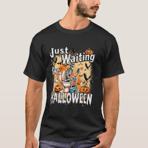 Wachten op Halloween Funny Skeleton Halloween T-shirt
