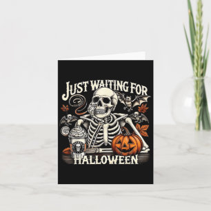 wachten op Halloween Funny Skeleton Kaart