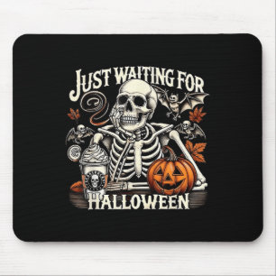  wachten op Halloween Funny Skeleton Muismat