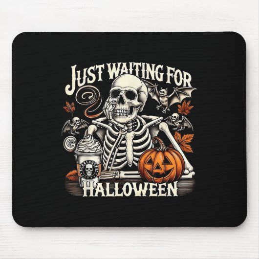  wachten op Halloween Funny Skeleton Muismat (Voorkant)
