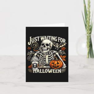 Wachten op Halloween Funny Skeleton Pumpkin Kaart