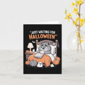 Wachten op Halloween grappige Halloween quotes Kaart (Gele Bloem)