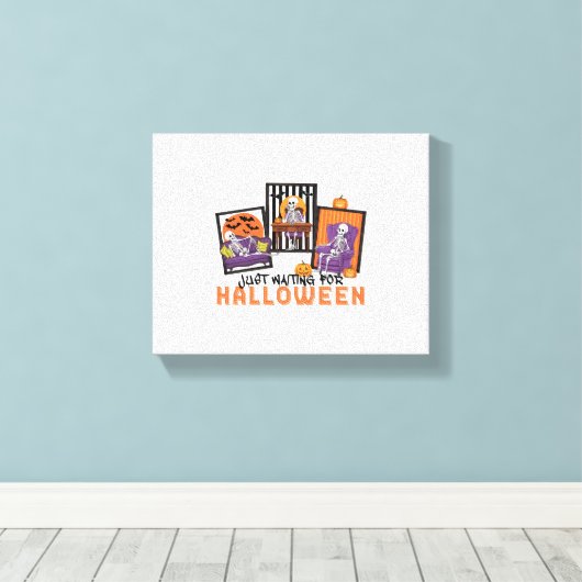 Wachten op Halloween Herfst Vibes Canvas Afdruk (Insitu (Houten vloer))