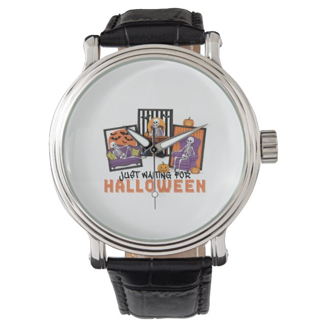 Wachten op Halloween Herfst Vibes Horloge (Voorkant)