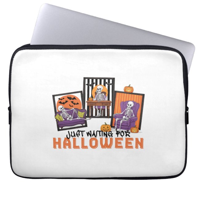 Wachten op Halloween Herfst Vibes Laptop Sleeve (Voorkant)