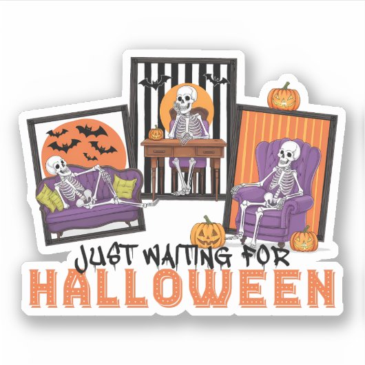 Wachten op Halloween Herfst Vibes Sticker (Voorkant)