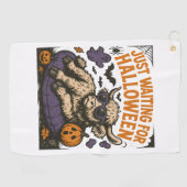 Wachten op Halloween Highland Koe Golfhanddoek (Horizontaal)