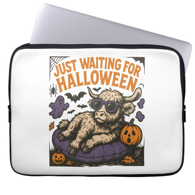 Wachten op Halloween Highland Koe Laptop Sleeve (Voorkant)