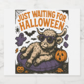 Wachten op Halloween Highland Koe Sparkling Wijnetiket (Enkel label)