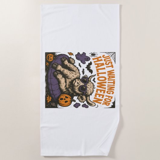 Wachten op Halloween Highland Koe Strandlaken (Voorkant)