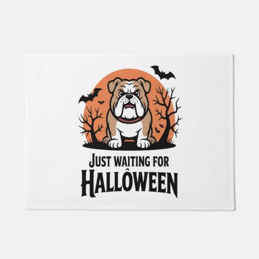 Wachten op Halloween hond Deurmat (Voorkant)