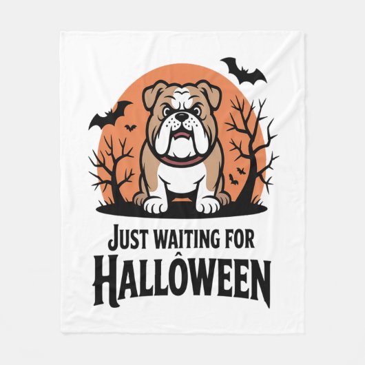 Wachten op Halloween hond Fleece Deken (Voorkant)
