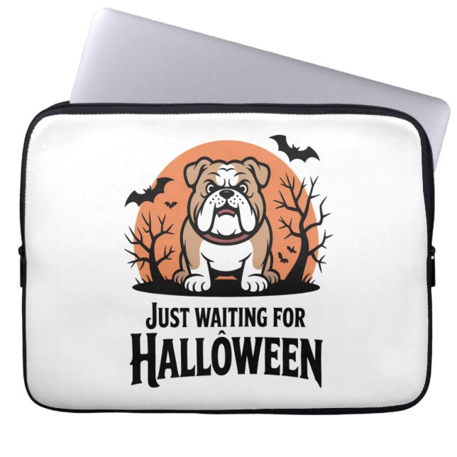 Wachten op Halloween hond Laptop Sleeve (Voorkant)