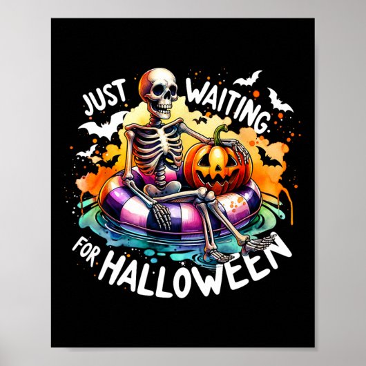 Wachten op Halloween Jack on Lantern Skeleton Poster (Voorkant)