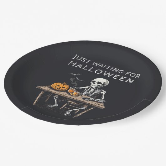 Wachten op Halloween papieren Borden | grappig Papieren Bordje (Gekanteld)