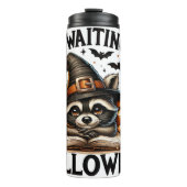 Wachten op Halloween Raccoon Salem Witch Thermosbeker (Voorkant)